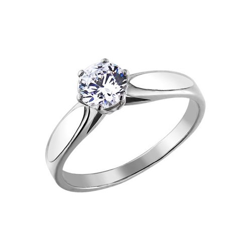 Помолвочное кольцо из родированного серебра