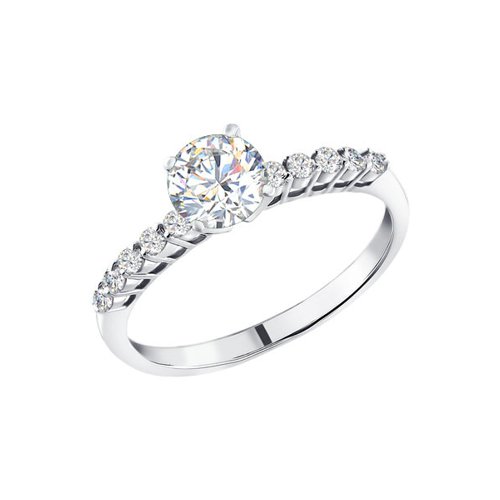 Помолвочное кольцо из серебра с фианитами