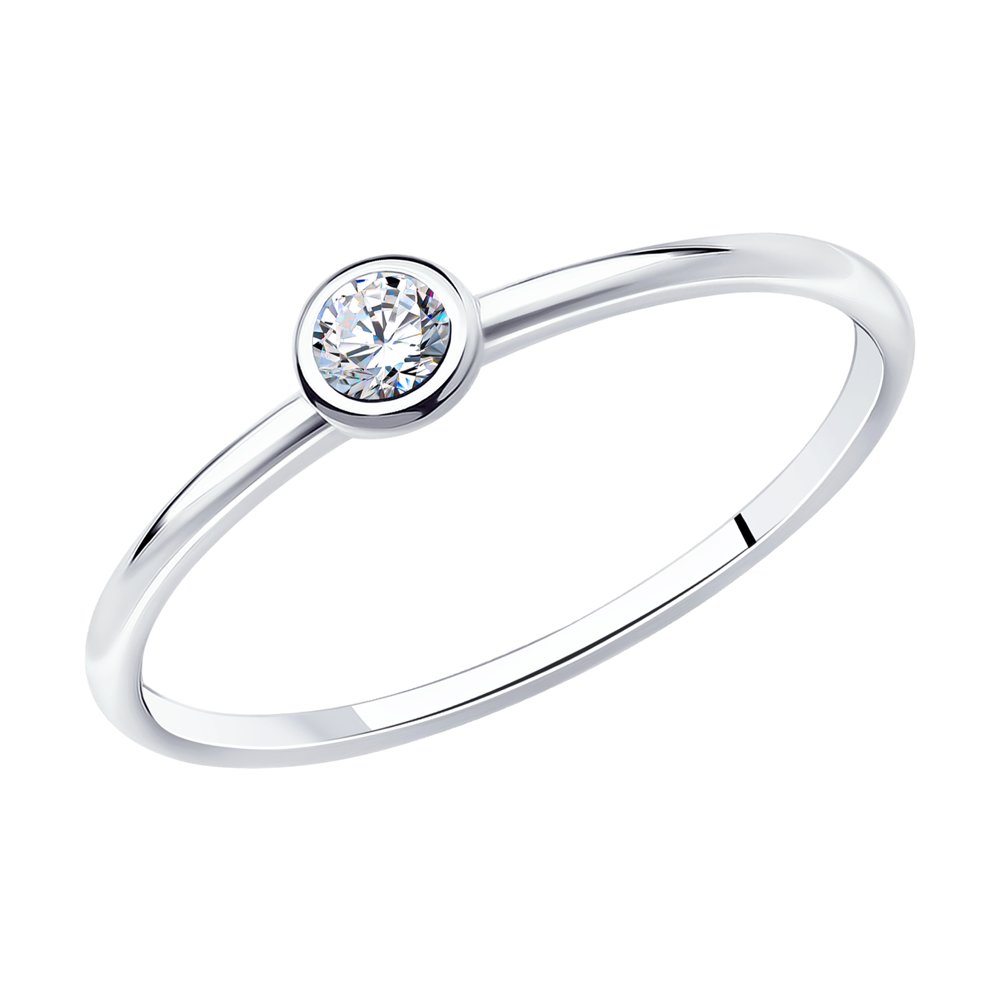 Помолвочное кольцо из серебра c фианитом