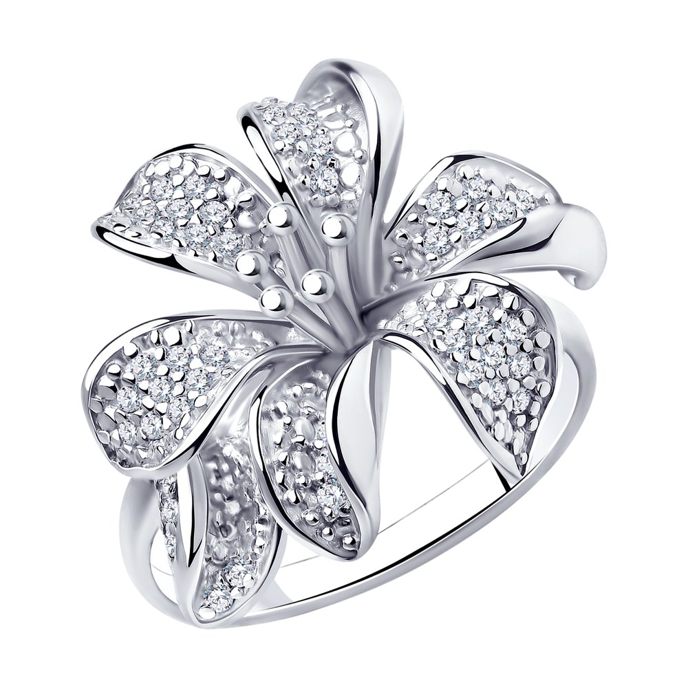 Кольцо из серебра с фианитами