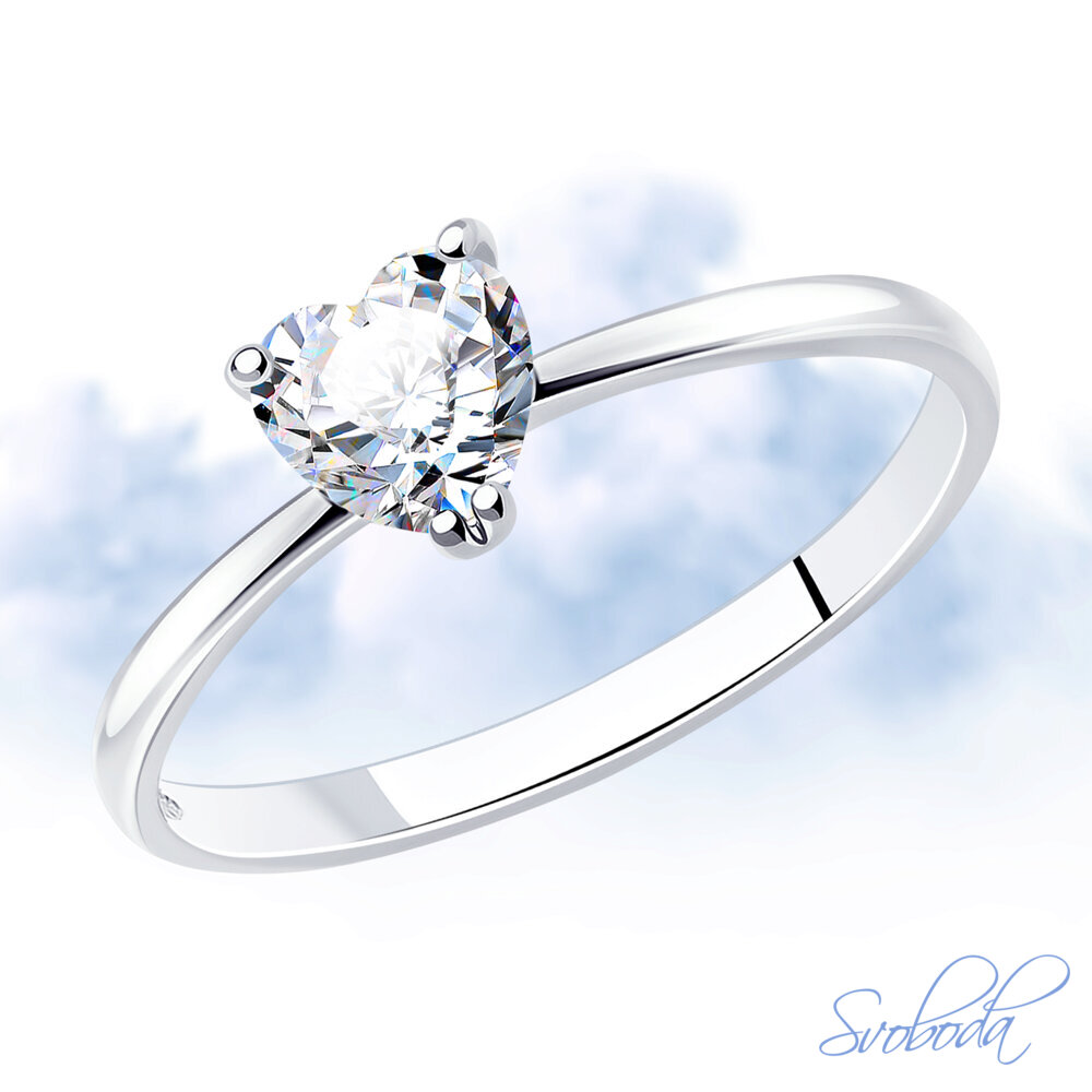 Помолвочное кольцо из серебра с фианитом