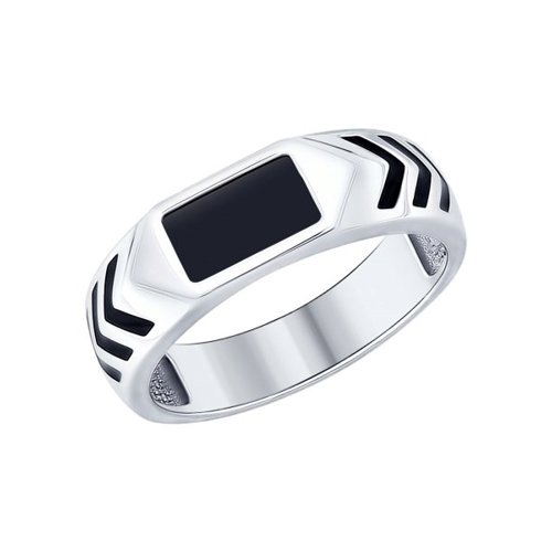 Кольцо из серебра с эмалью и ониксом