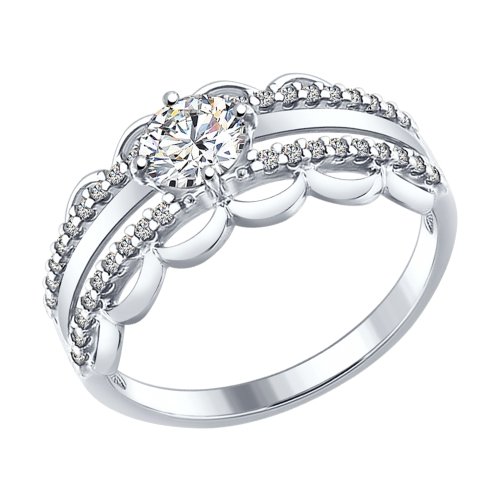 Кольцо из серебра с фианитами