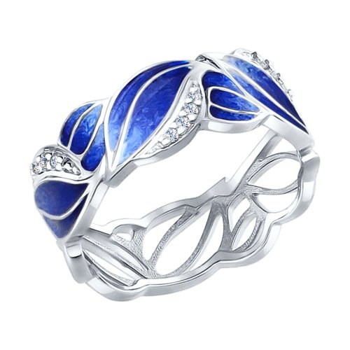 Inel din argint cu zmalt si fianite