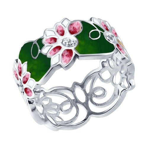 Inel din argint cu zmalt si fianite