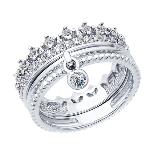 Кольцо из серебра с фианитами