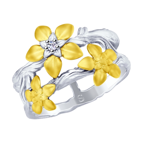 Inel din argint aurit cu fianite 