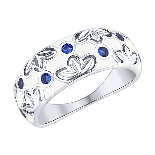 Кольцо из серебра с эмалью и фианитами