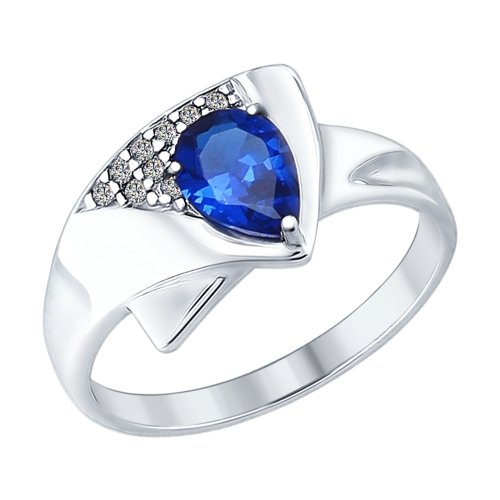 Inel din argint cu fianite albastre si incolore