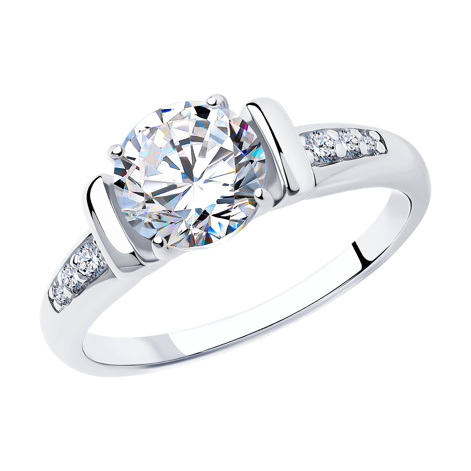 Кольцо из серебра с фианитами