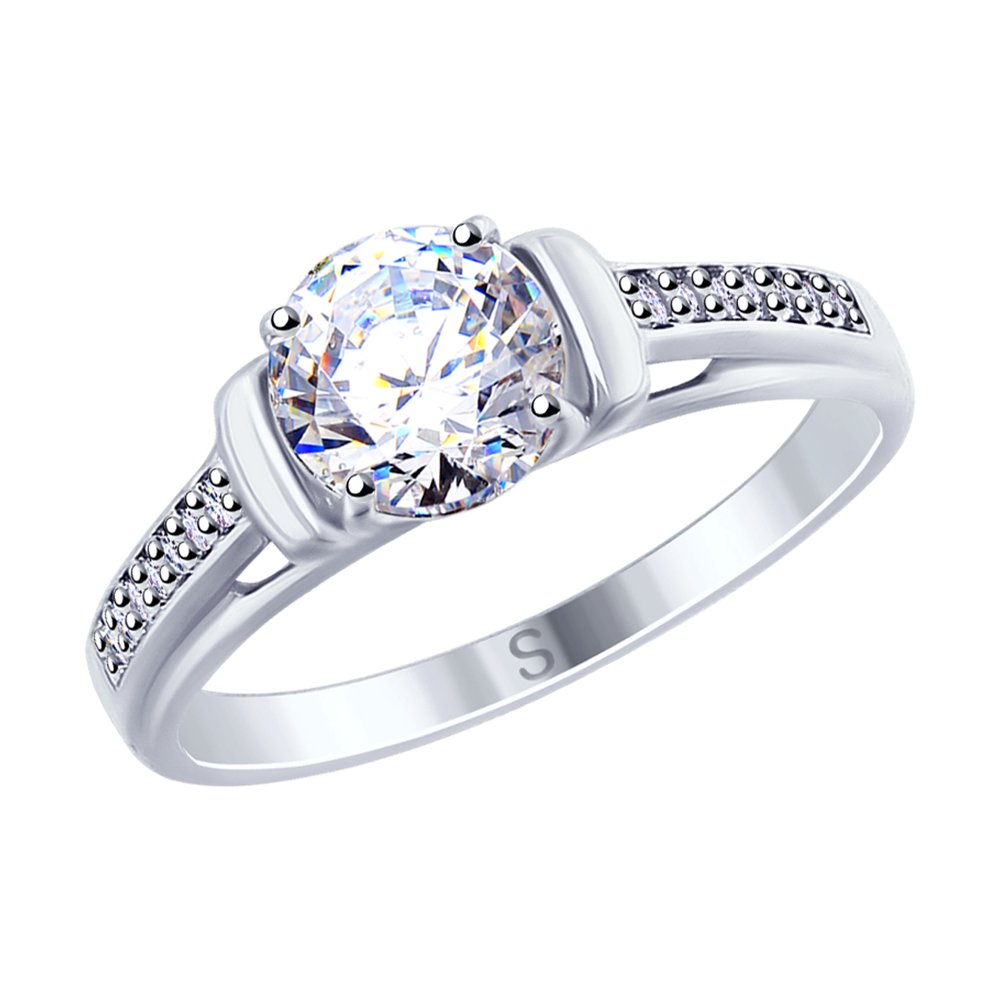 Кольцо из серебра с фианитами