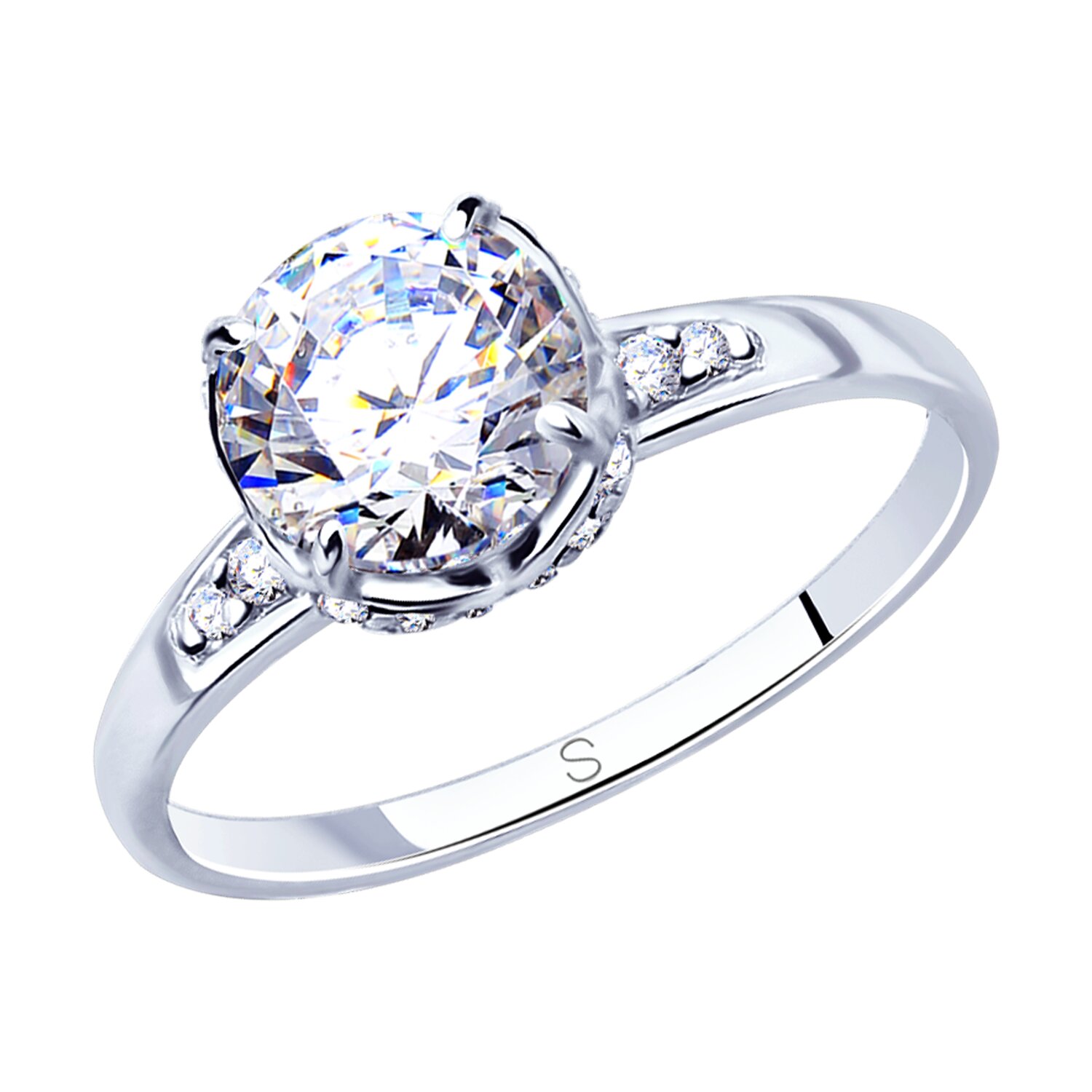 Кольцо из серебра с фианитами