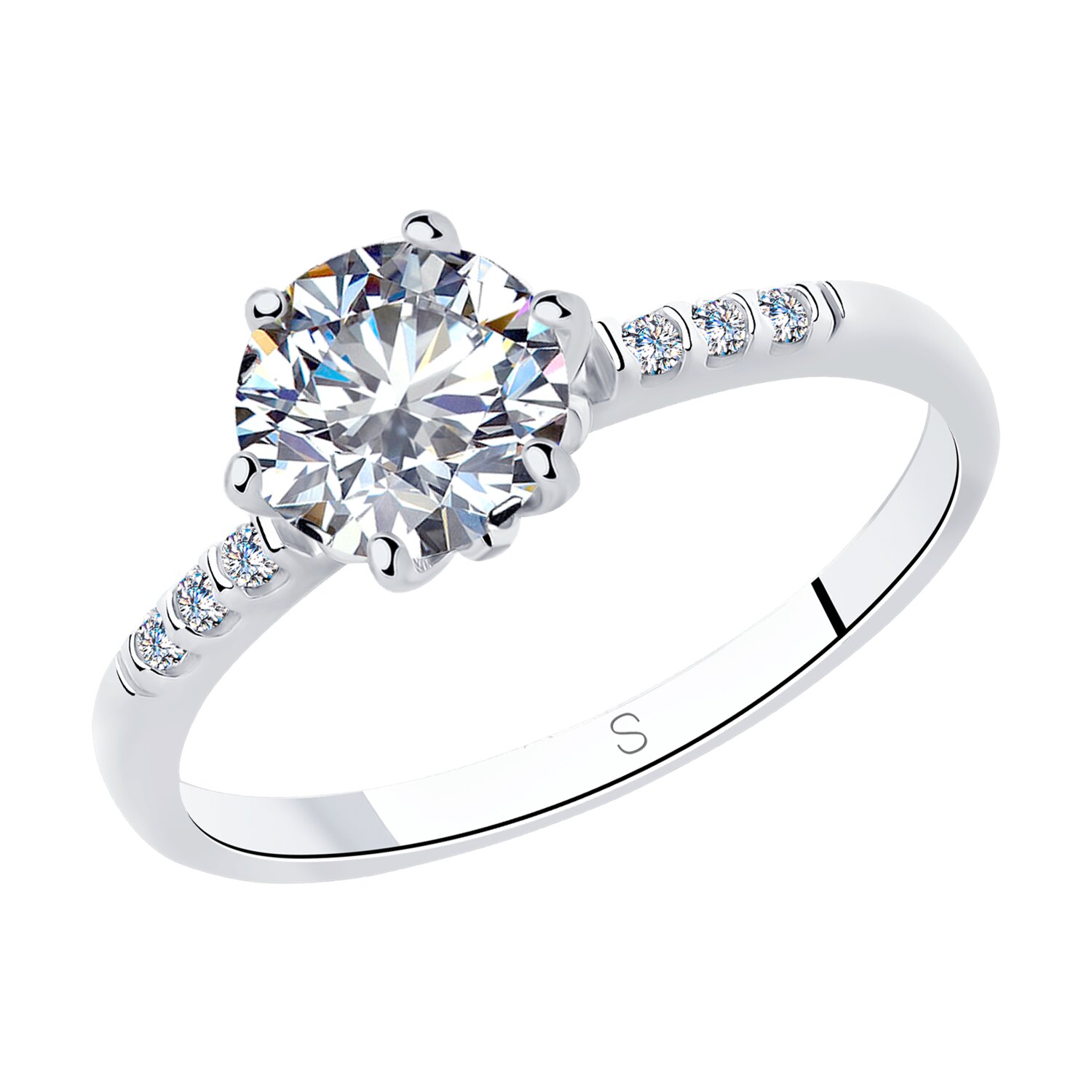 Кольцо из серебра с фианитами