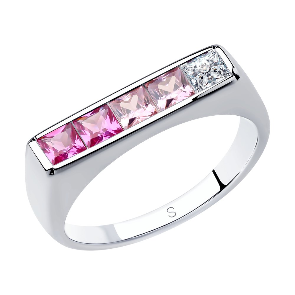 Кольцо из серебра с корундами и фианитами