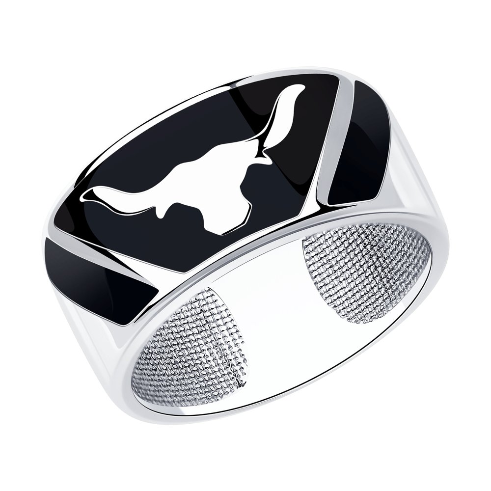 Кольцо из серебра с эмалью и родированием