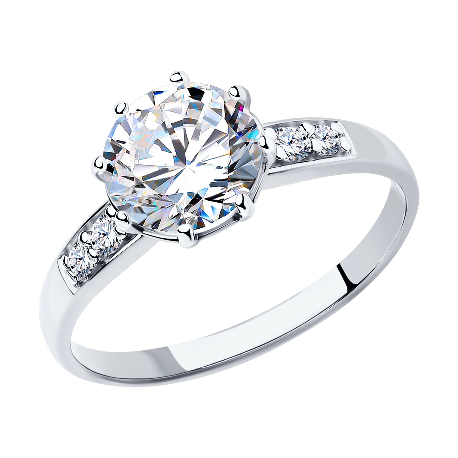 Кольцо из серебра с фианитами