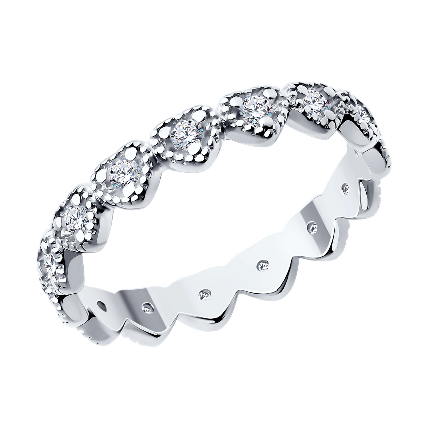 Кольцо из серебра с фианитами