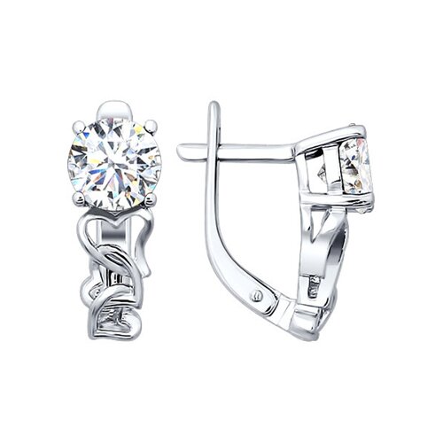 Серьги из серебра с фианитами