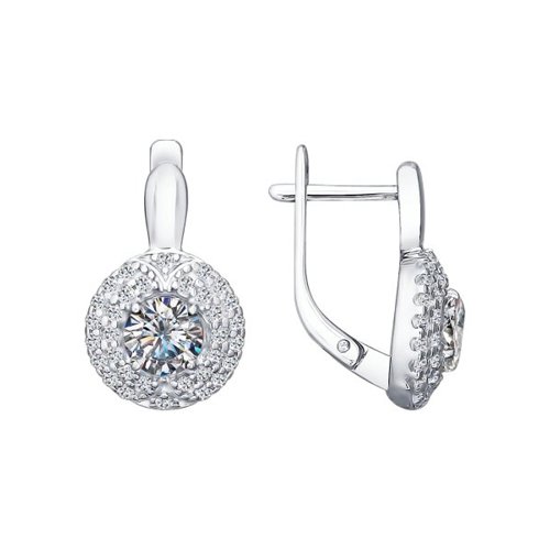 Серьги из серебра с фианитами