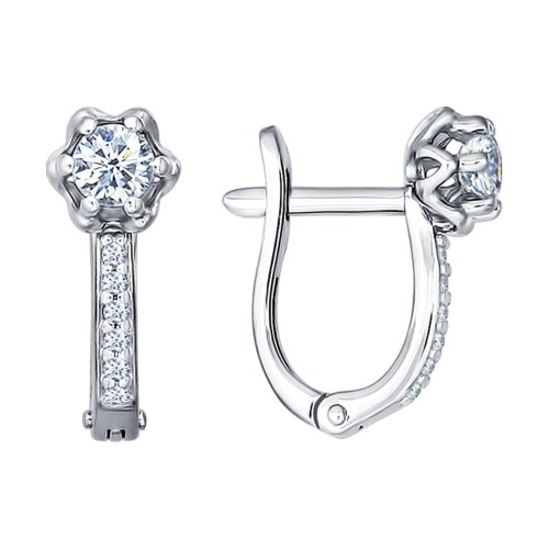Серьги из серебра с фианитами