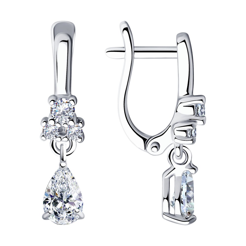 Серьги из серебра с фианитами