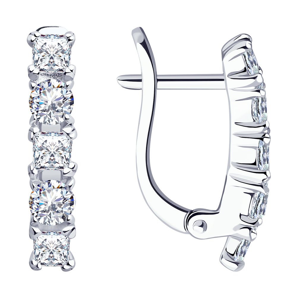 Серьги из серебра с фианитами