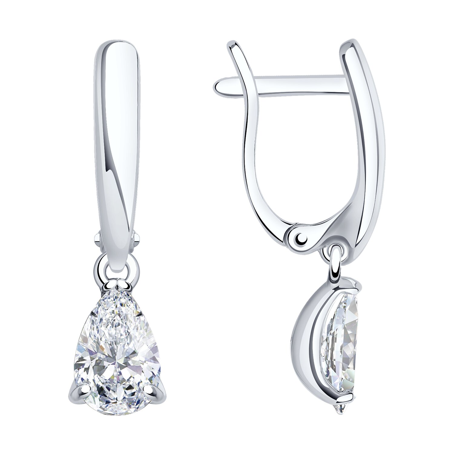 Серьги из серебра с фианитами
