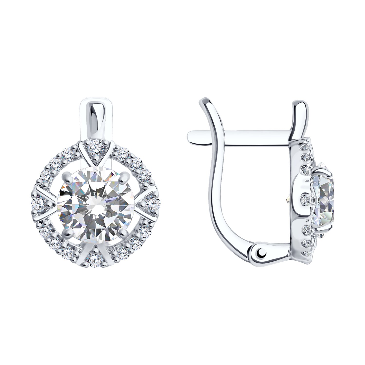 Серьги из серебра с фианитами