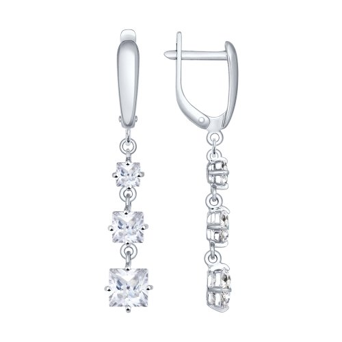 Cercei lungi din argint aurit cu fianite