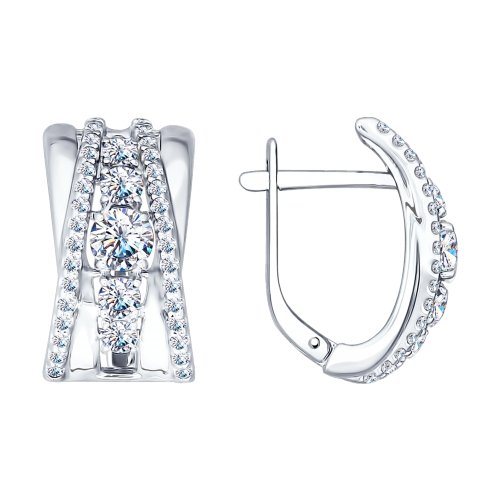 Серьги из серебра с фианитами