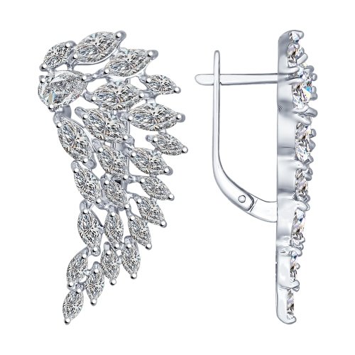 Серьги из серебра с фианитами