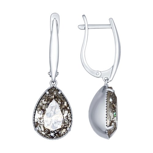 Cercei din argint cu cristale negre Swarovski