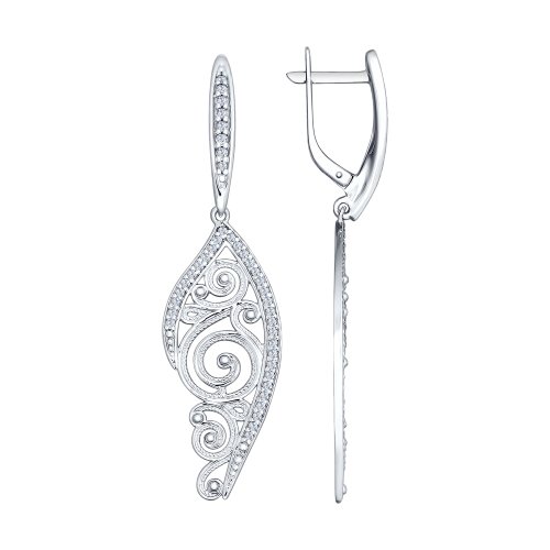 Cercei lungi din argint aurit cu fianite