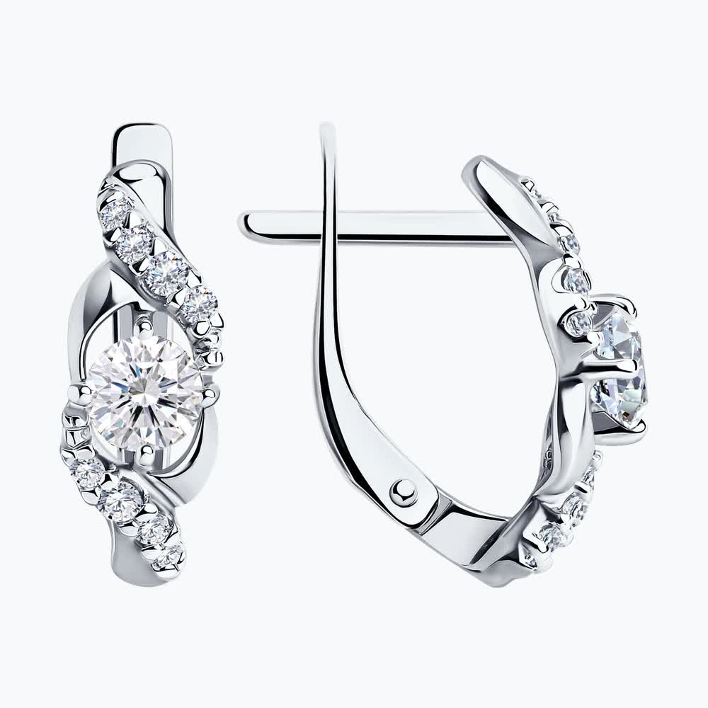 Серьги из серебра с фианитами