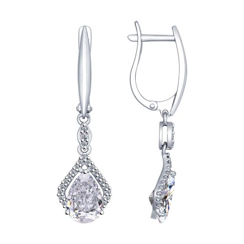 Cercei lungi din argint aurit cu fianite