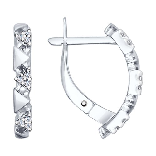 Серьги из серебра с фианитами