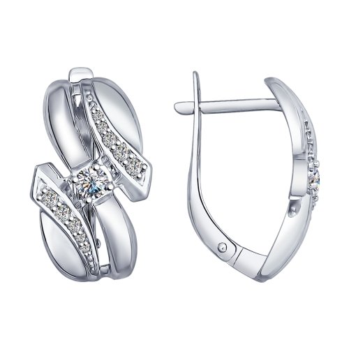 Серьги из серебра с фианитами
