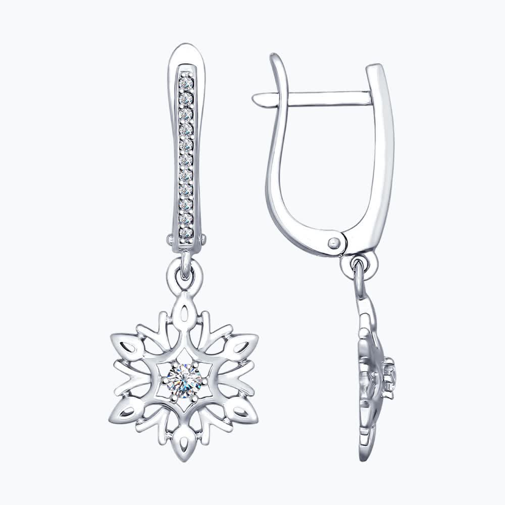 Серьги из серебра с фианитами