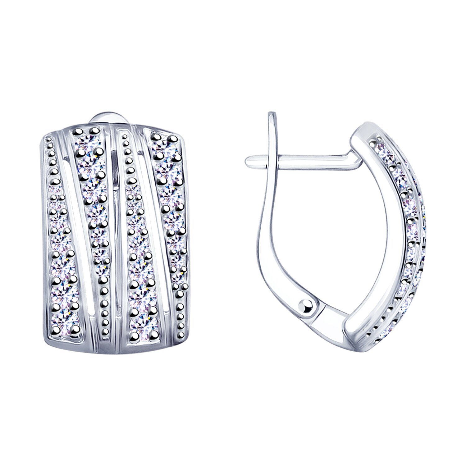 Серьги из серебра с фианитами