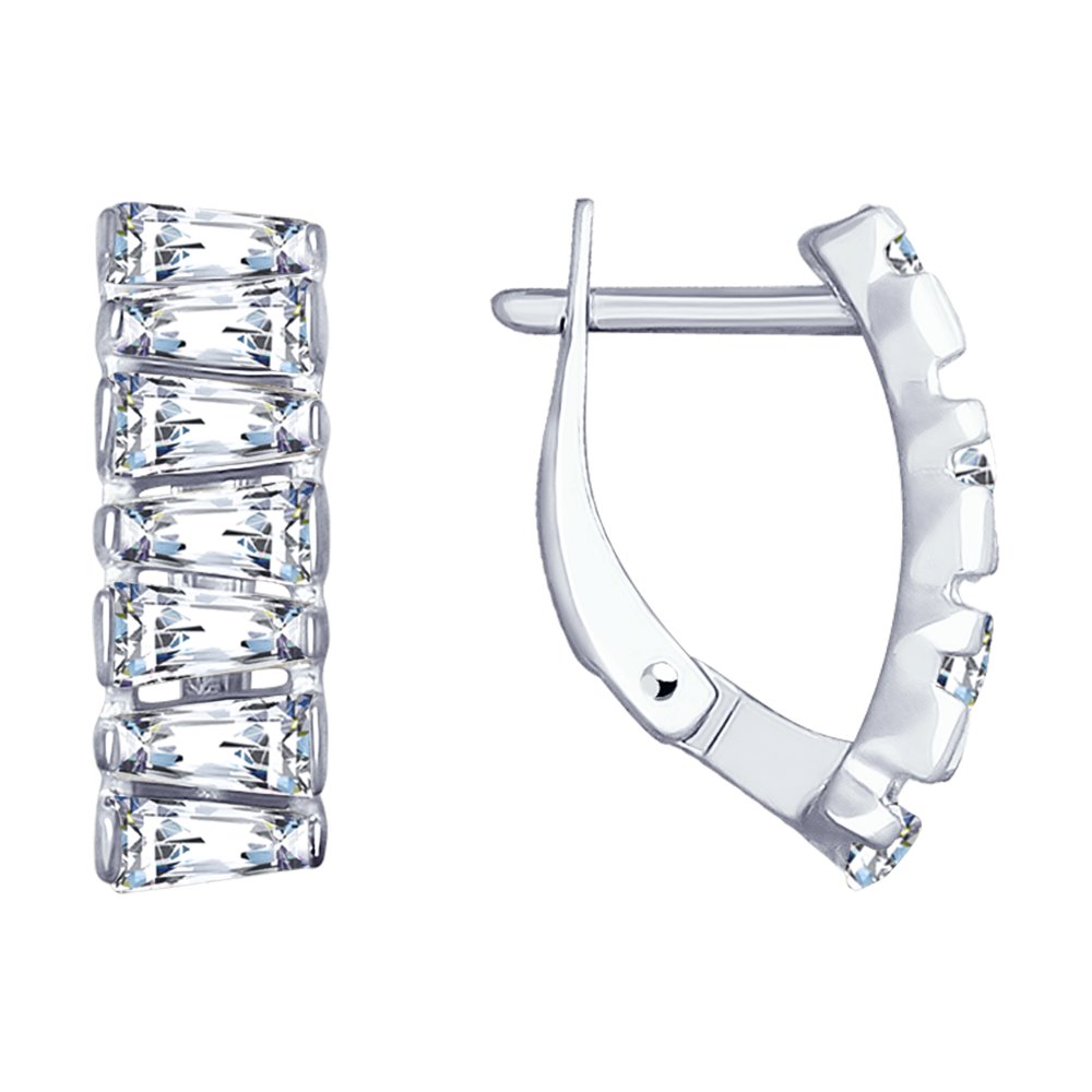 Серьги из серебра с фианитами