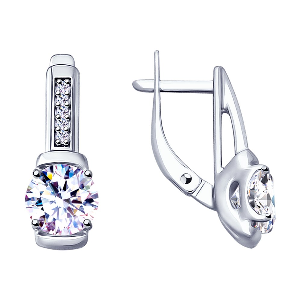 Серьги из серебра с фианитами