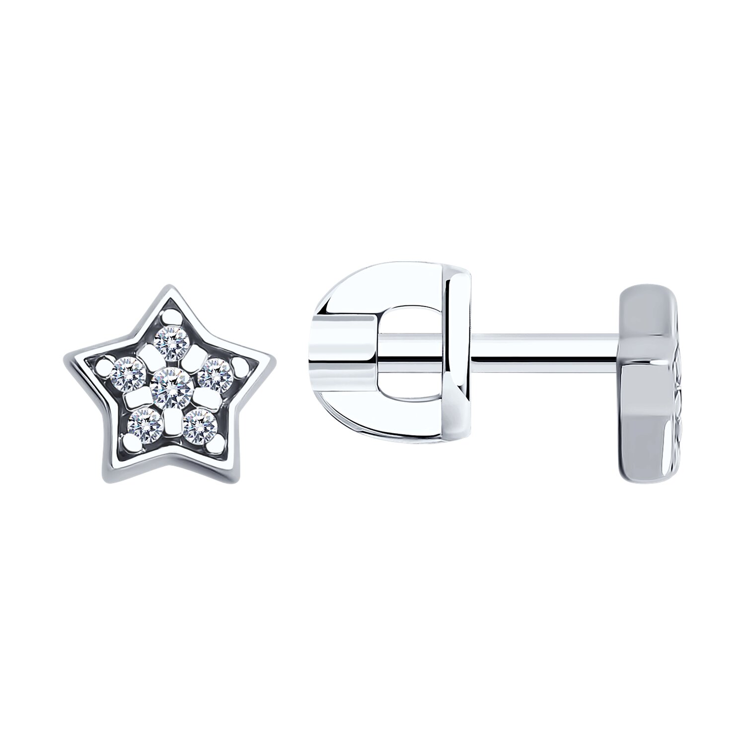 Серьги из серебра с фианитами