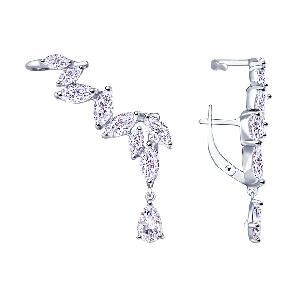 Серьги из серебра с фианитами