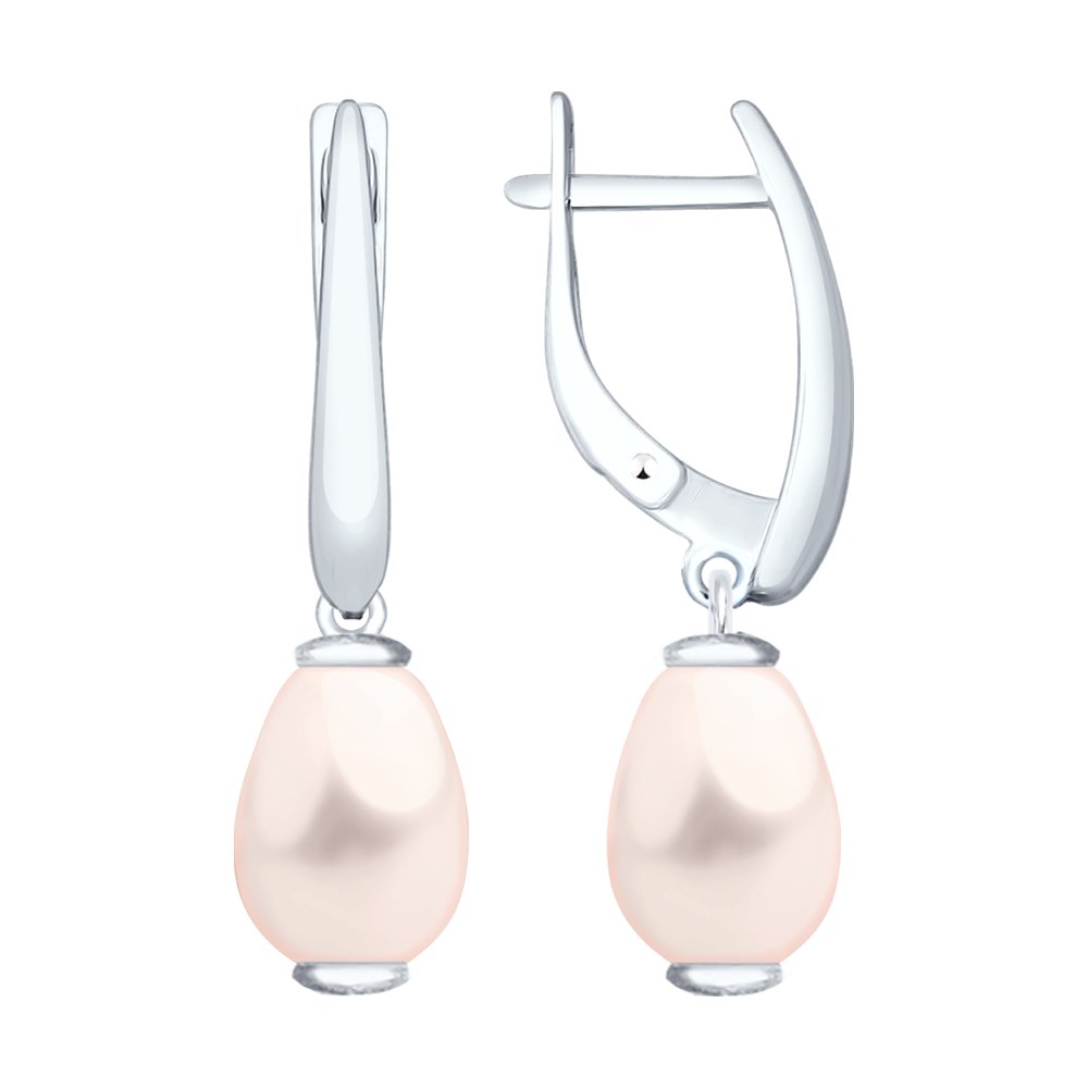 Серьги из серебра с розовыми жемчугом Swarovski