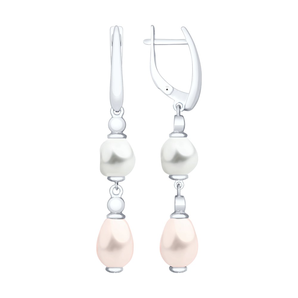 Серьги из серебра с жемчугом Swarovski