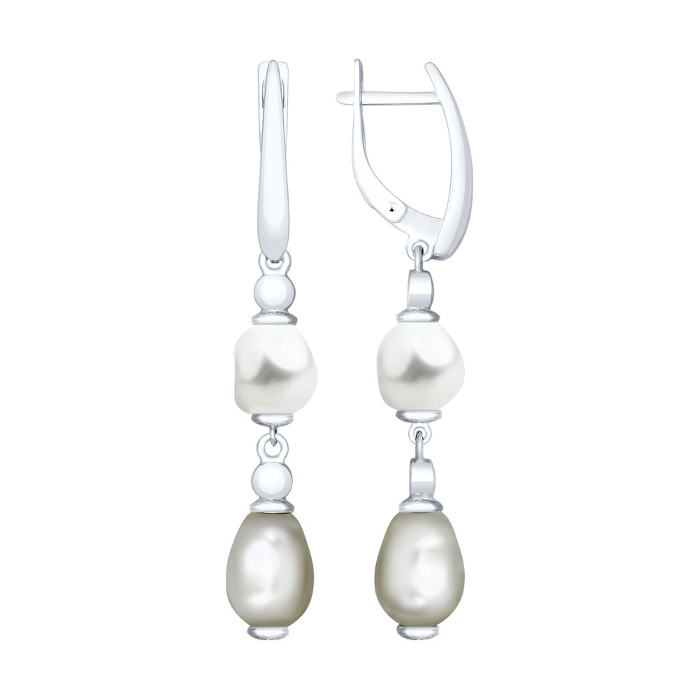 Серьги из серебра с жемчугом Swarovski