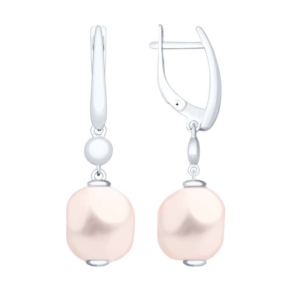 Серьги из серебра с розовыми жемчугом Swarovski