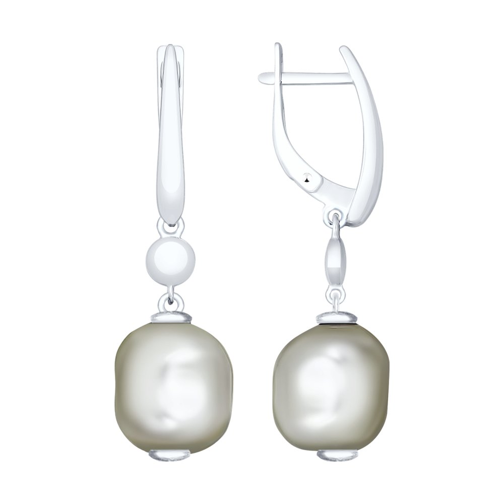 Серьги из серебра с жемчугом Swarovski