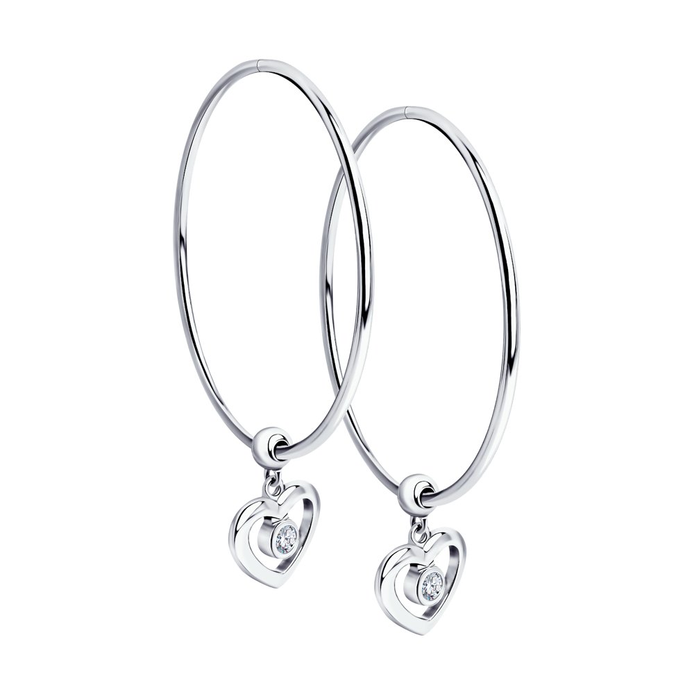 Серьги из серебра с фианитами