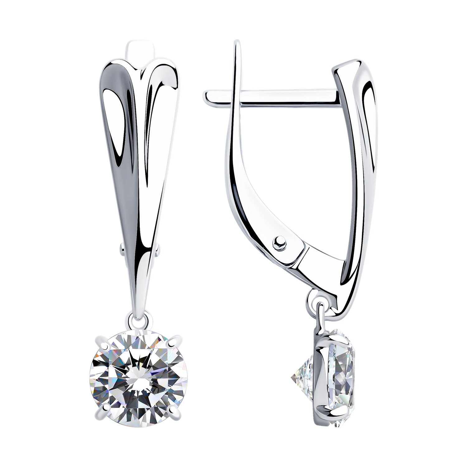 Серьги из серебра с фианитами